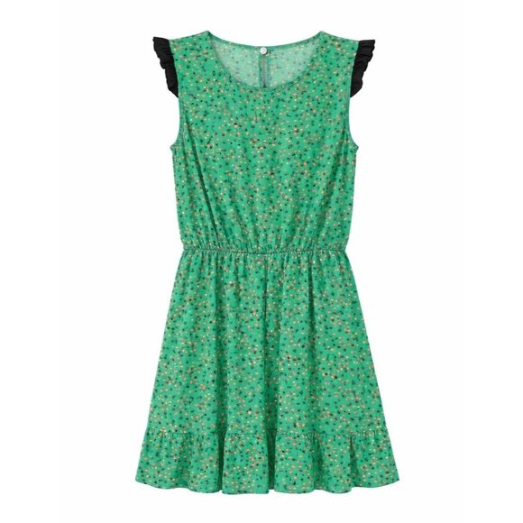 Veronica Beard Silk Floral Ruffle Mini Dress Green Size 8 - Picture 2 of 15